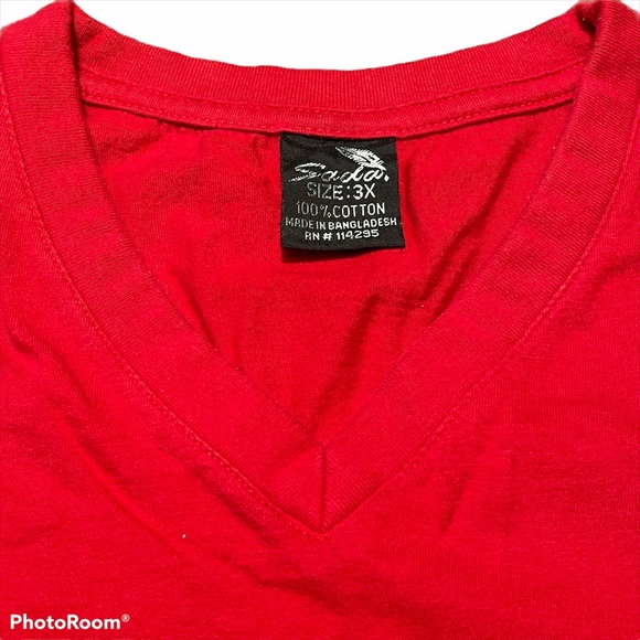 SADA Men’s V Neck T-Shirt 3XL 100% Cotton Red - Picture 3 of 5